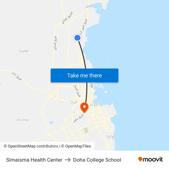 Simaisma Health Center to Doha College School map