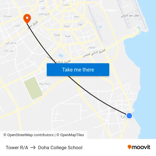 Tower R/A to Doha College School map