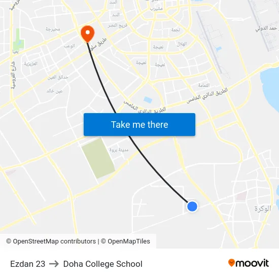 Ezdan 23 to Doha College School map