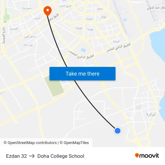Ezdan 32 to Doha College School map