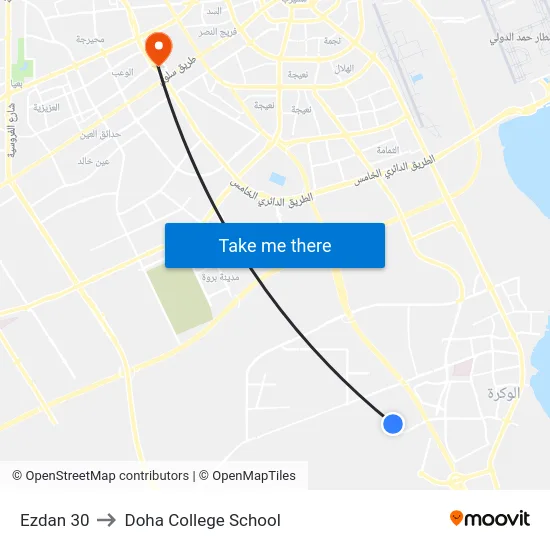 Ezdan 30 to Doha College School map