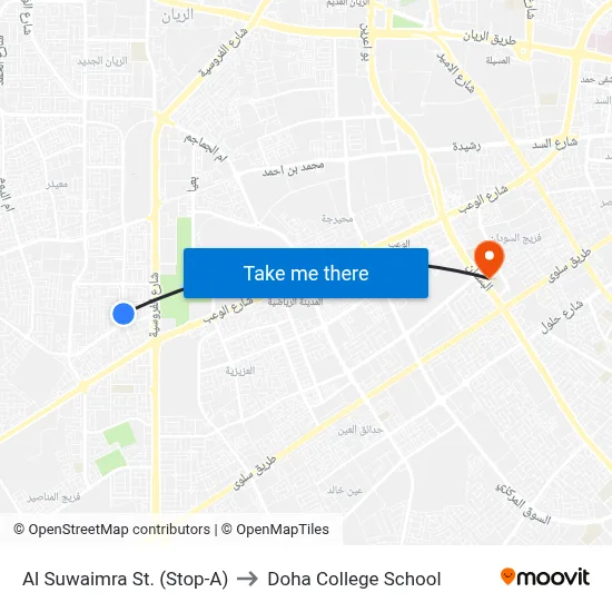 Al Suwaimra St. (Stop-A) to Doha College School map