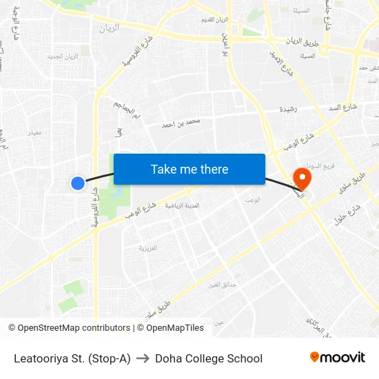 Leatooriya St. (Stop-A) to Doha College School map