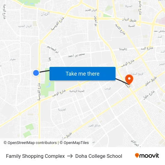 Family Shopping Complex to Doha College School map