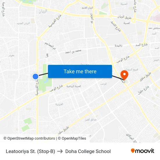 Leatooriya St. (Stop-B) to Doha College School map