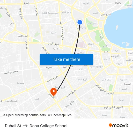 Duhail St to Doha College School map