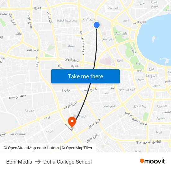 Bein Media to Doha College School map