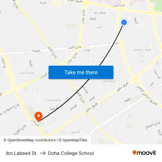 Ibn Labeed Street to Doha College School map