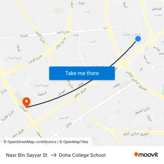 Nasr Bin Sayyar Street to Doha College School map