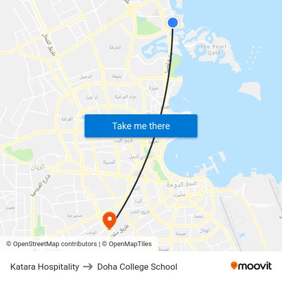 Katara Hospitality to Doha College School map