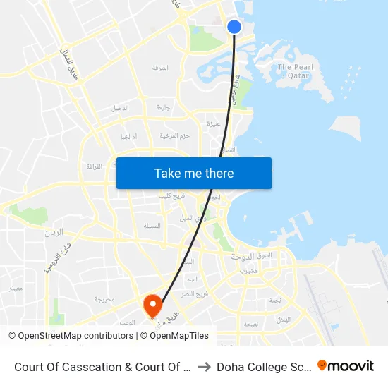 Court Of Casscation & Court Of Appeal to Doha College School map