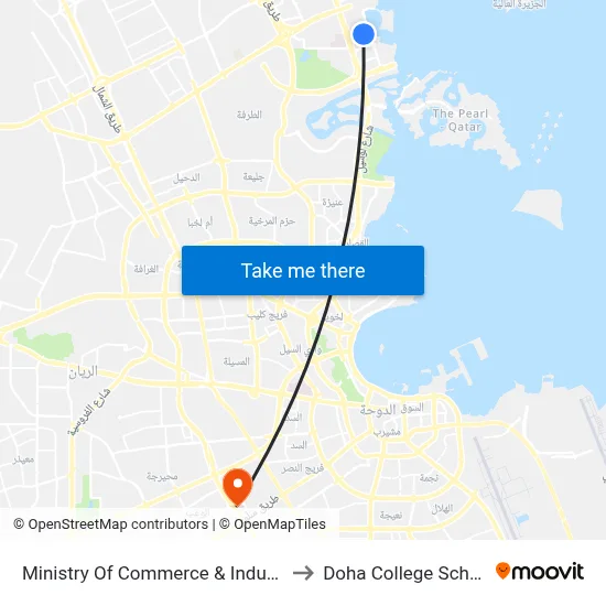 Ministry Of Commerce & Industry to Doha College School map