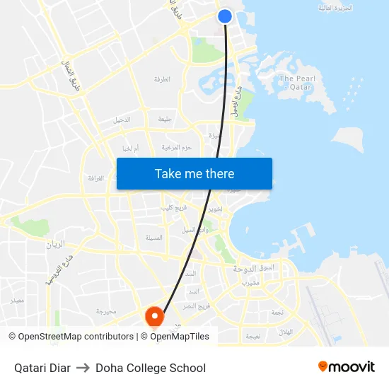 Qatari Diar to Doha College School map