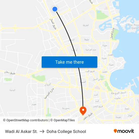 Wadi Al Askar St. to Doha College School map
