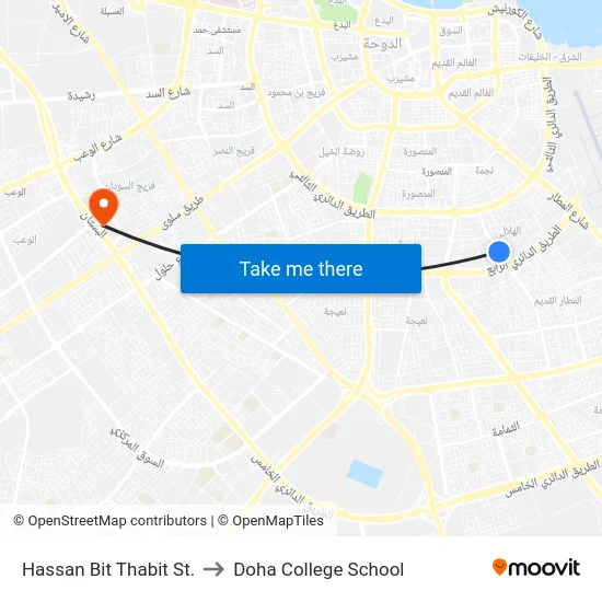 Hassan Bit Thabit St. to Doha College School map