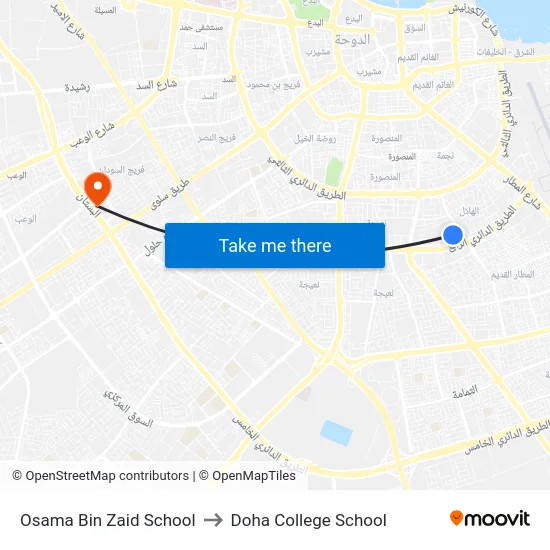 Osama Bin Zaid School to Doha College School map