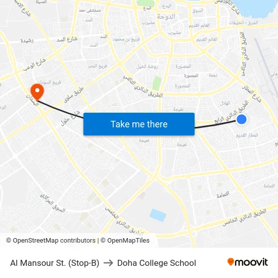 Al Mansour St. (Stop-B) to Doha College School map