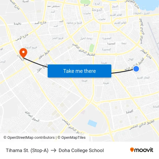 Tihama St. (Stop-A) to Doha College School map