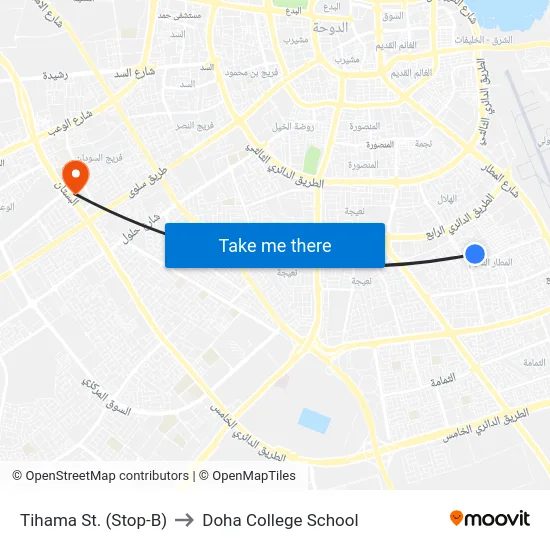 Tihama St. (Stop-B) to Doha College School map