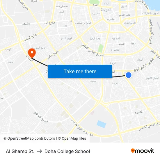 Al Ghareb St. to Doha College School map