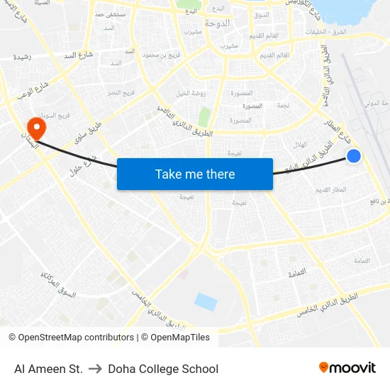 Al Ameen St. to Doha College School map
