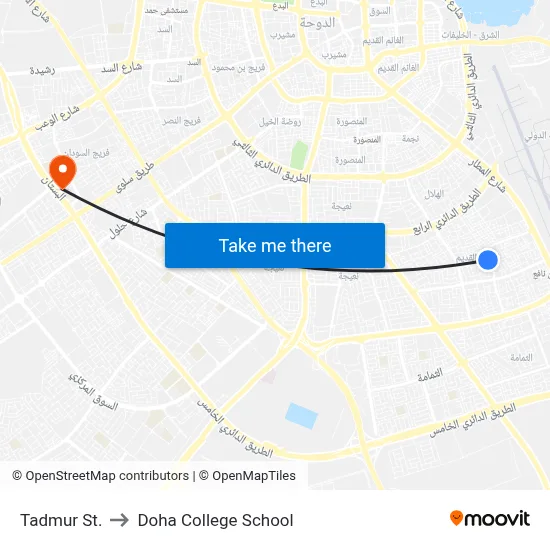 Tadmur St. to Doha College School map