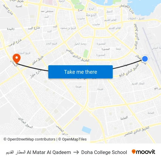 المطار القديم Al Matar Al Qadeem to Doha College School map