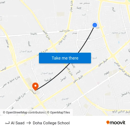 السد Al Saad to Doha College School map