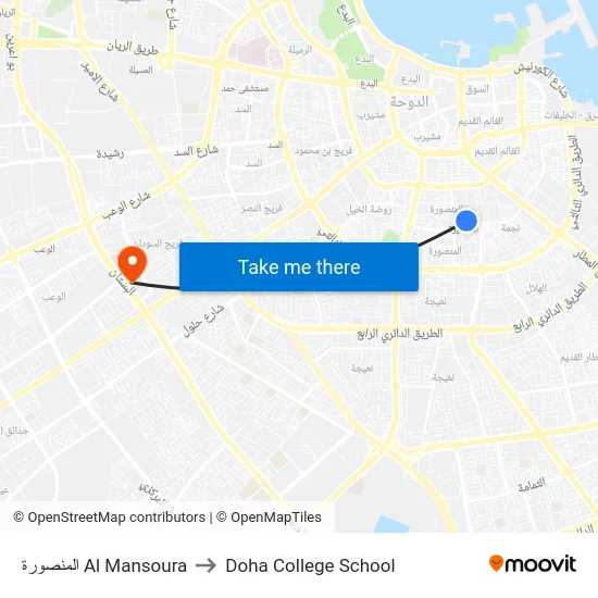 المنصورة Al Mansoura to Doha College School map