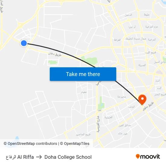 Al Riffa to Doha College School map