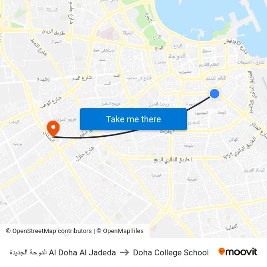 الدوحة الجديدة Al Doha Al Jadeda to Doha College School map