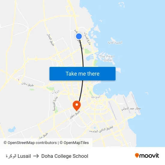 الوكرة Lusail to Doha College School map