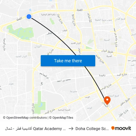 أكاديمية قطر - شمال Qatar Academy - North to Doha College School map