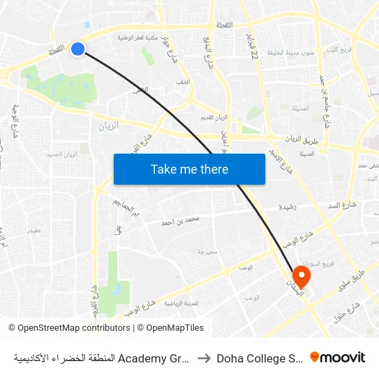 المنطقة الخضراء الأكاديمية Academy Green Spine to Doha College School map