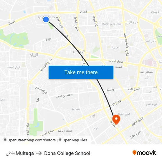 ملتقى Multaqa to Doha College School map