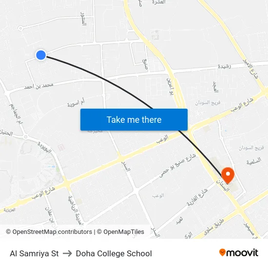 Al Samriya St to Doha College School map