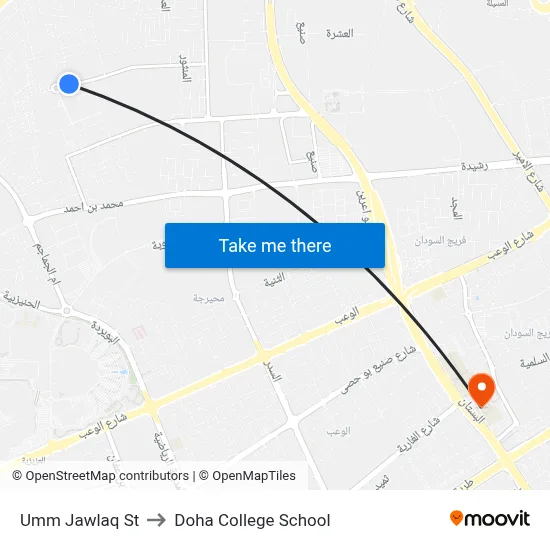 Umm Jawlaq St to Doha College School map