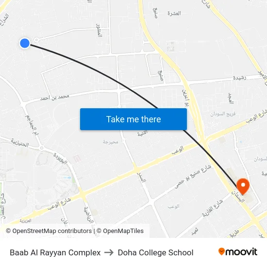 Baab Al Rayyan Complex to Doha College School map