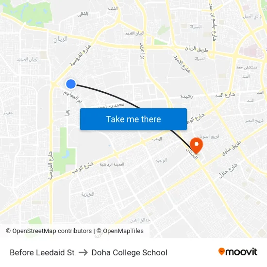 Before Leedaid St to Doha College School map