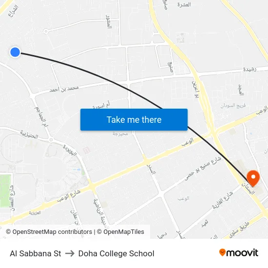 Al Sabbana St to Doha College School map