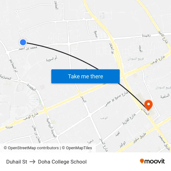 Duhail St to Doha College School map