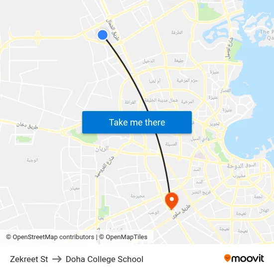 Zekreet St to Doha College School map
