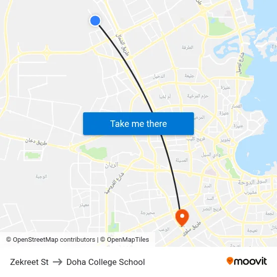 Zekreet St to Doha College School map