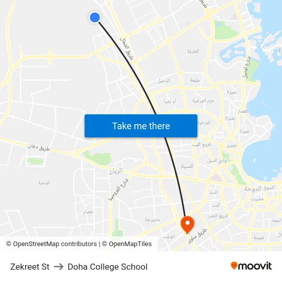 Zekreet St to Doha College School map