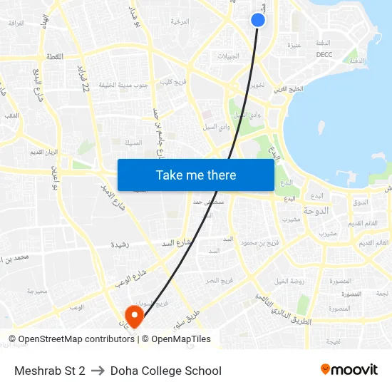 Meshrab St 2 to Doha College School map