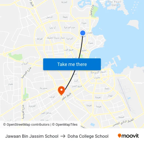 Jawaan Bin Jassim School to Doha College School map
