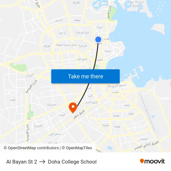 Al Bayan St 2 to Doha College School map