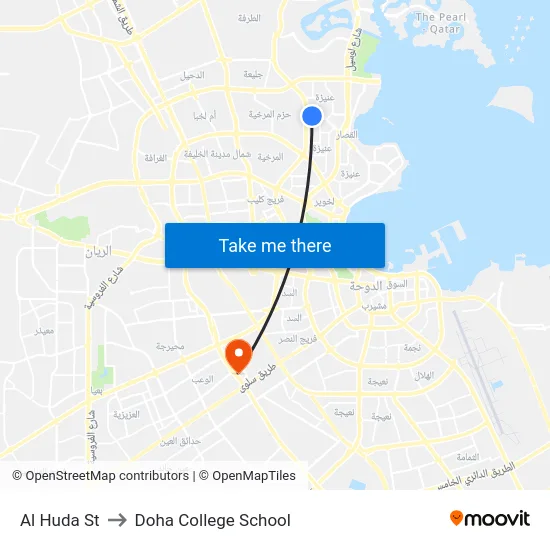 Al Huda St to Doha College School map