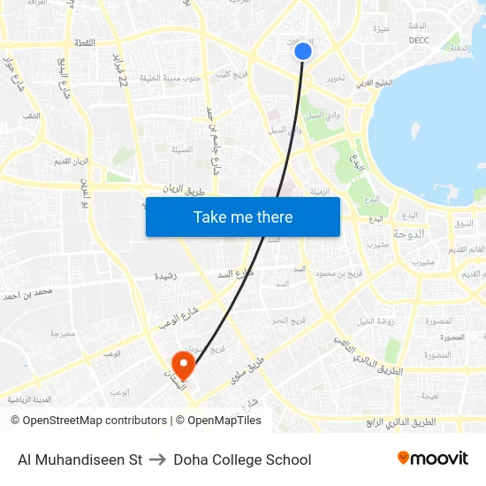 Al Muhandiseen St to Doha College School map