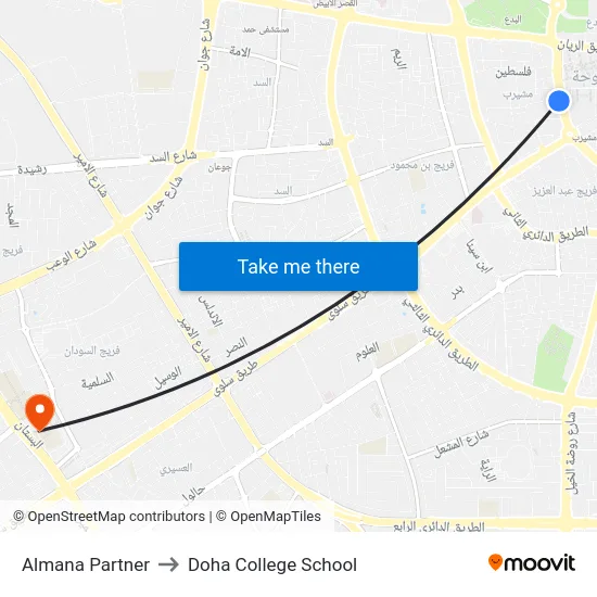 Almana Partner to Doha College School map